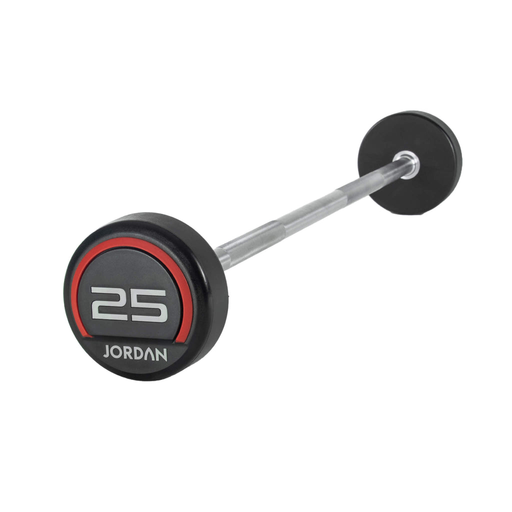 Jordan Fitness Rubber Barbells Straight Bar - Red - 25kg 