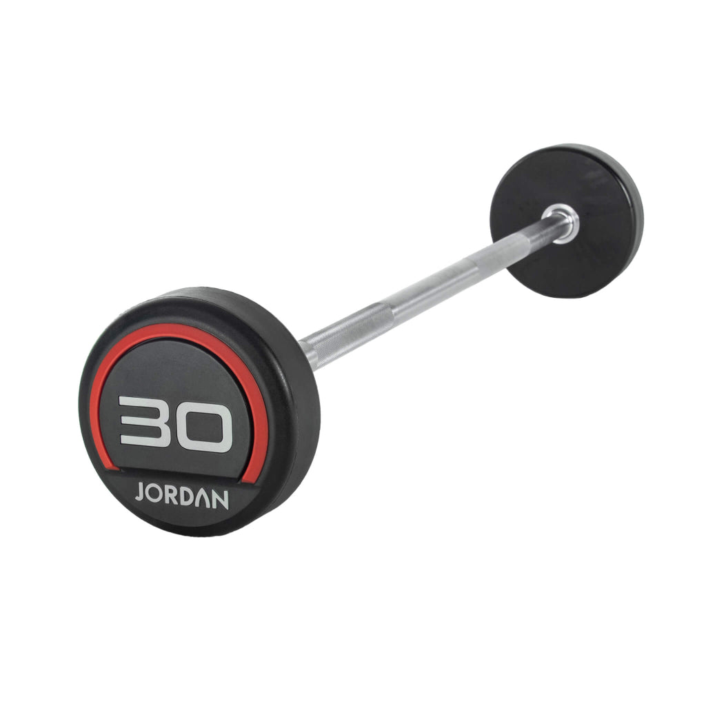 Jordan Fitness Rubber Barbells Straight Bar - Red - 30kg 