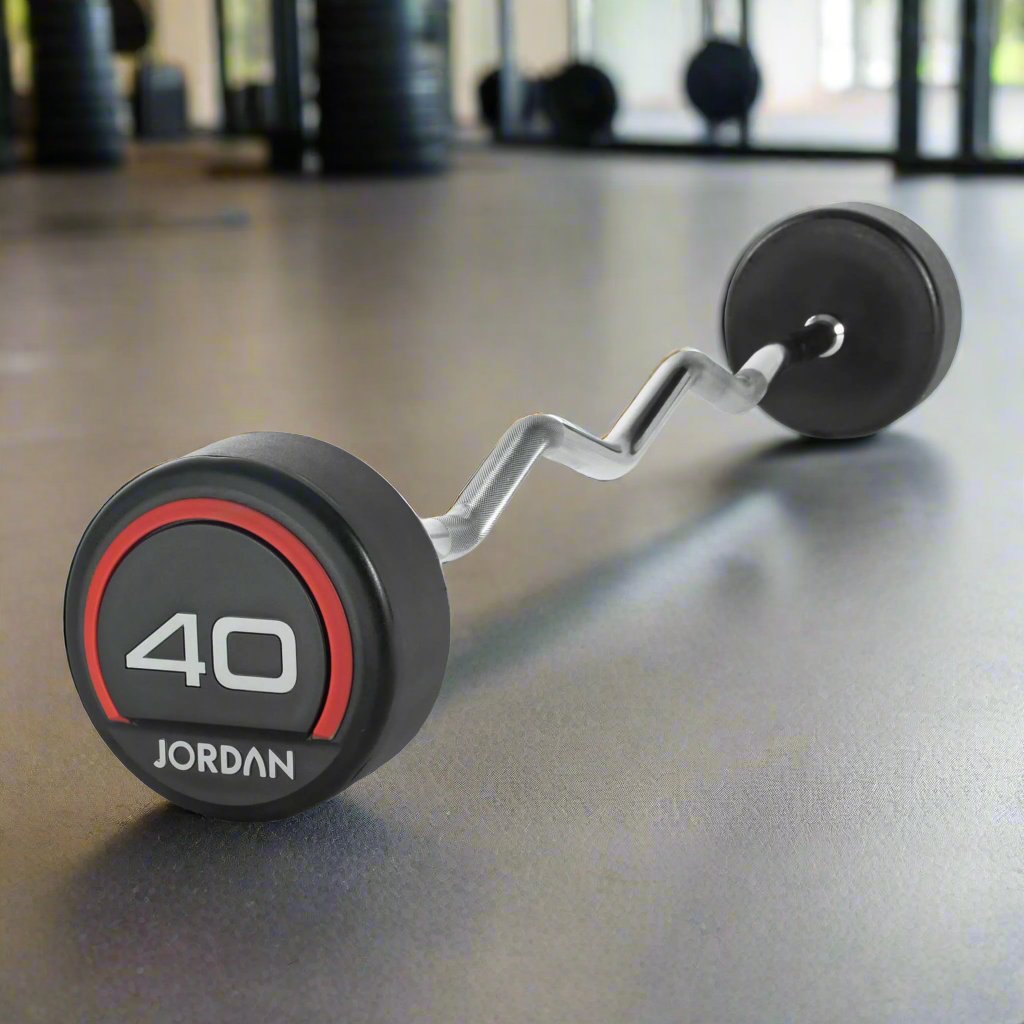 Urethane Fixed Curl Barbells – Durable & Shock-Absorbent